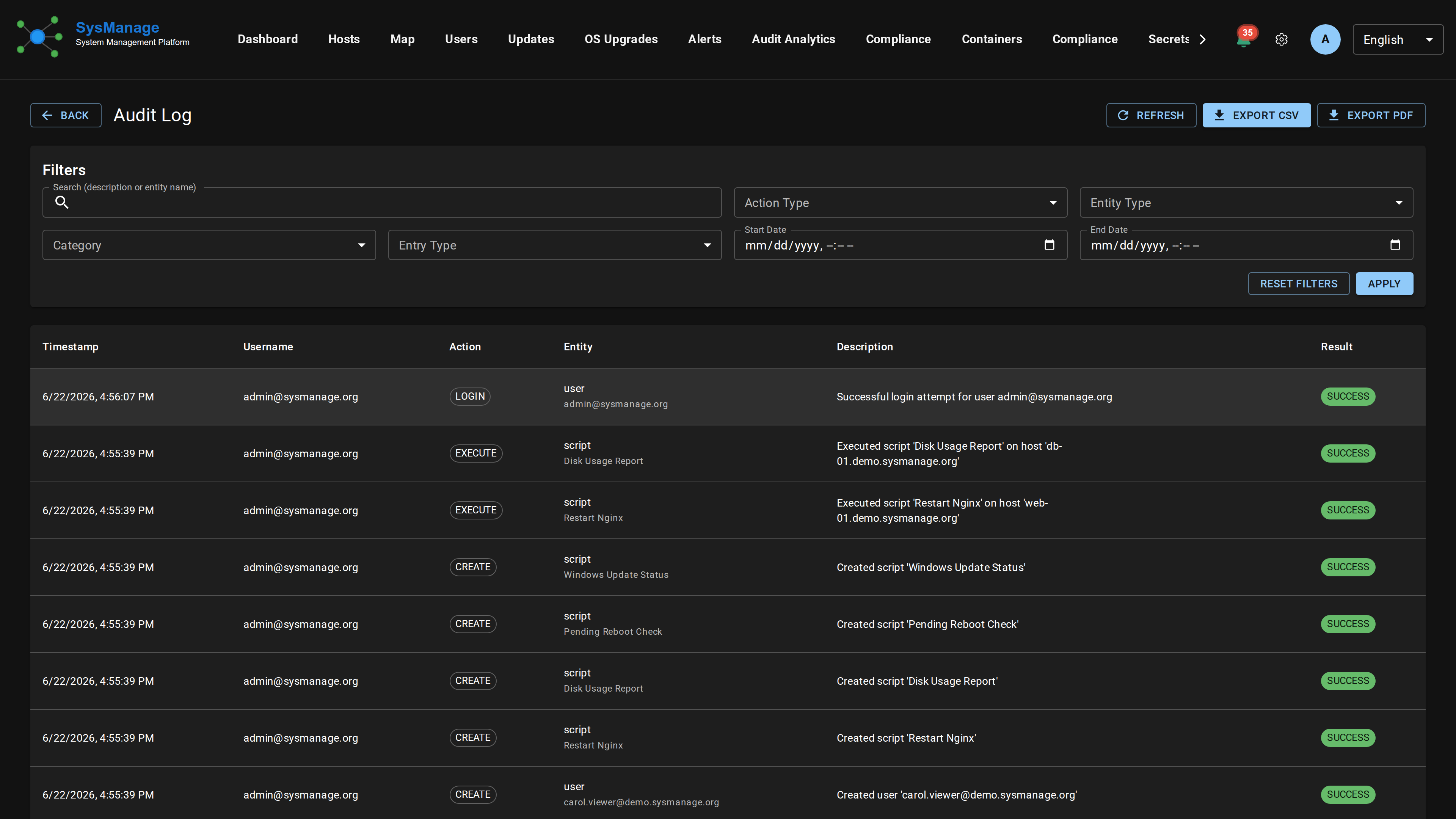 SysManage Audit Log Viewer