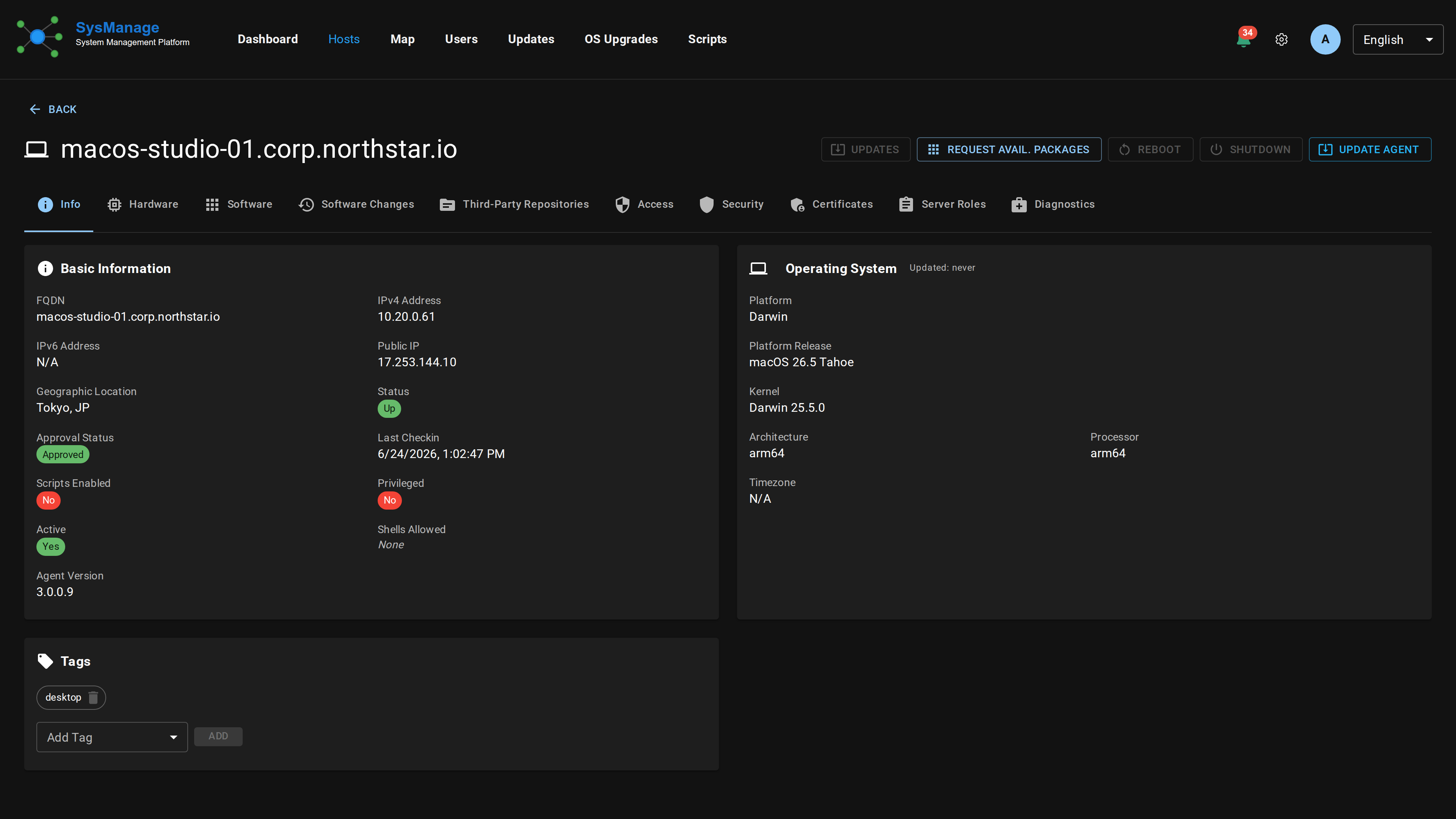 SysManage host detail on macOS